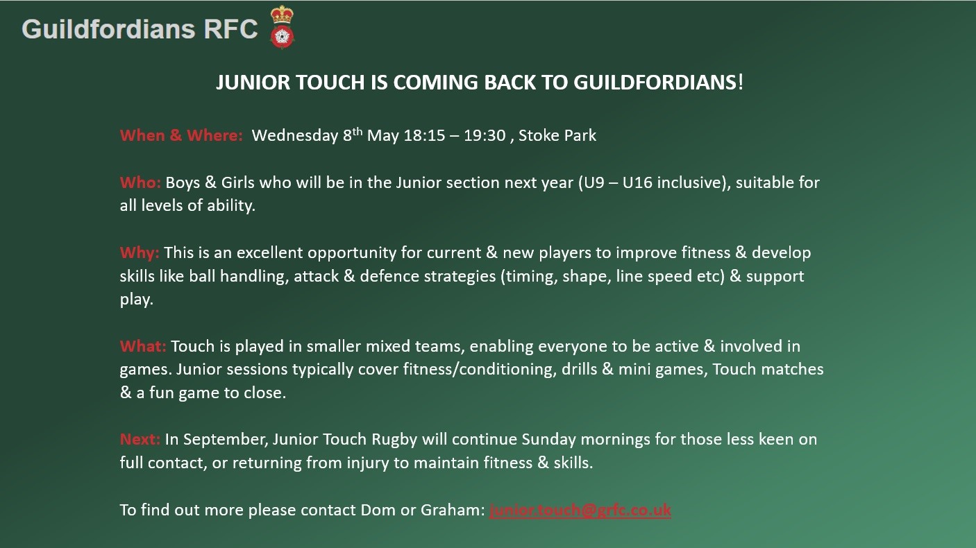 Junior Touch is Coming Back to Guildfordians